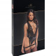 Боді Noir Handmade F297 Libido Deep-V bodysuit with collar, pearl chain and garter - XXL Боді Noir Handmade F297 Libido Deep-V bodysuit with collar, pearl chain and garter - XXL
