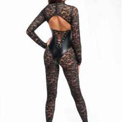 Комбінезон Noir Handmade F299 Enigma lace catsuit with underbust bodice - S
