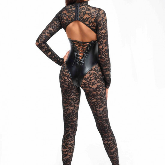 Комбінезон Noir Handmade F299 Enigma lace catsuit with underbust bodice - S Комбінезон Noir Handmade F299 Enigma lace catsuit with underbust bodice - S