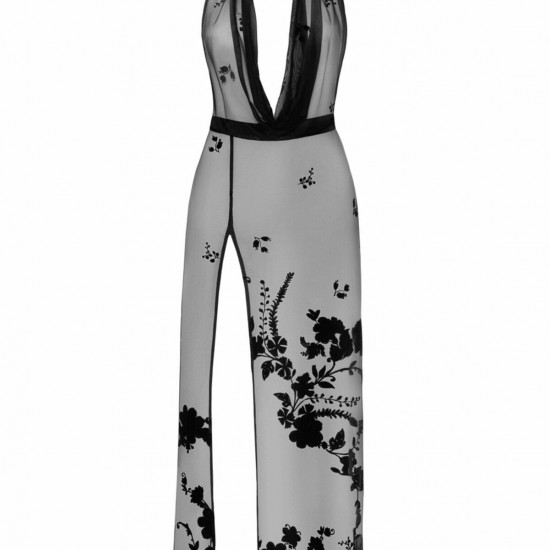 Сукня Noir Handmade F312 Divinity long flocked mesh dress with open back - S Сукня Noir Handmade F312 Divinity long flocked mesh dress with open back - S