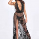 Сукня Noir Handmade F312 Divinity long flocked mesh dress with open back - L Сукня Noir Handmade F312 Divinity long flocked mesh dress with open back - L