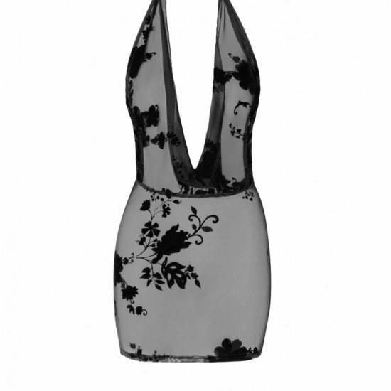Сукня Noir Handmade F313 Mythos mini flocked mesh dress with jewelry rhinestone chain - S Сукня Noir Handmade F313 Mythos mini flocked mesh dress with jewelry rhinestone chain - S