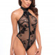 Боді Noir Handmade F314 Ego flocked mesh halter bodysuit - M Боді Noir Handmade F314 Ego flocked mesh halter bodysuit - M