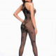 Бодістокінг Noir Handmade F315 Ego flocked mesh halter catsuit - S Бодістокінг Noir Handmade F315 Ego flocked mesh halter catsuit - S