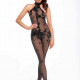 Бодістокінг Noir Handmade F315 Ego flocked mesh halter catsuit - 3XL Бодістокінг Noir Handmade F315 Ego flocked mesh halter catsuit - 3XL