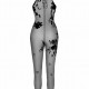 Бодістокінг Noir Handmade F315 Ego flocked mesh halter catsuit - 3XL Бодістокінг Noir Handmade F315 Ego flocked mesh halter catsuit - 3XL