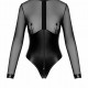 Боді Noir Handmade F321 Edge wetlook and mesh body with rings - 3XL Боді Noir Handmade F321 Edge wetlook and mesh body with rings - 3XL