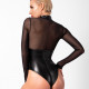 Боді Noir Handmade F321 Edge wetlook and mesh body with rings - 3XL Боді Noir Handmade F321 Edge wetlook and mesh body with rings - 3XL