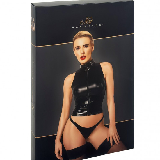 Топ Noir Handmade F324 Glam wetlook top with vinyl corset - S Топ Noir Handmade F324 Glam wetlook top with vinyl corset - S