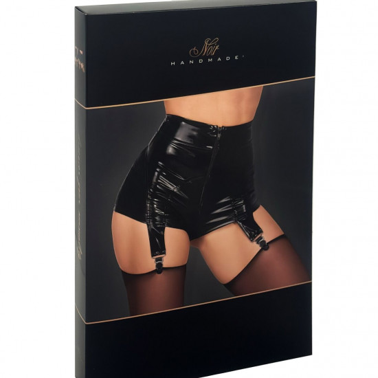 Шортики Noir Handmade F325 Glam suspender wetlook and vinyl shorts - L Шортики Noir Handmade F325 Glam suspender wetlook and vinyl shorts - L