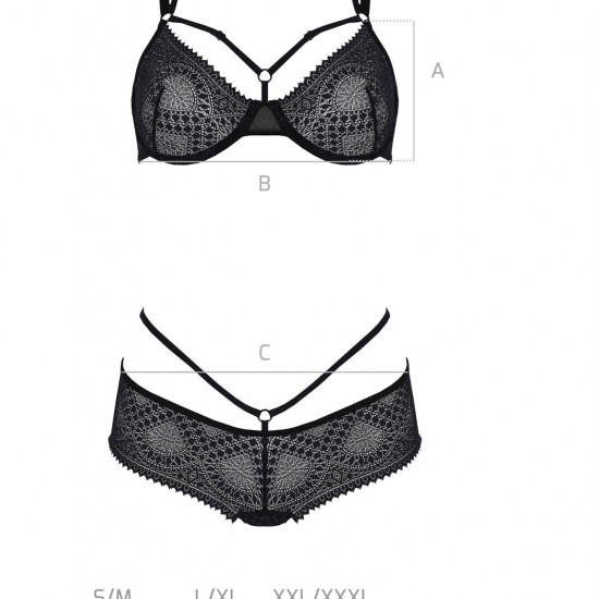 Комплект Passion DROSERA BIKINI black, L/XL, бюстгальтер і трусики-кюлоти Комплект Passion DROSERA BIKINI black, L/XL, бюстгальтер і трусики-кюлоти