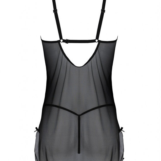 Пеньюар Passion DROSERA CHEMISE black, L/XL, мереживний ліф зі стрепами, трусики в комплекті Пеньюар Passion DROSERA CHEMISE black, L/XL, мереживний ліф зі стрепами, трусики в комплекті