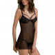 Пеньюар Passion DROSERA CHEMISE black, L/XL, мереживний ліф зі стрепами, трусики в комплекті Пеньюар Passion DROSERA CHEMISE black, L/XL, мереживний ліф зі стрепами, трусики в комплекті