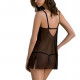 Пеньюар Passion DROSERA CHEMISE black, L/XL, мереживний ліф зі стрепами, трусики в комплекті Пеньюар Passion DROSERA CHEMISE black, L/XL, мереживний ліф зі стрепами, трусики в комплекті