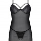 Пеньюар Passion DROSERA CHEMISE black, XXL/XXXL, мереживний ліф зі стрепами, трусики в комплекті Пеньюар Passion DROSERA CHEMISE black, XXL/XXXL, мереживний ліф зі стрепами, трусики в комплекті