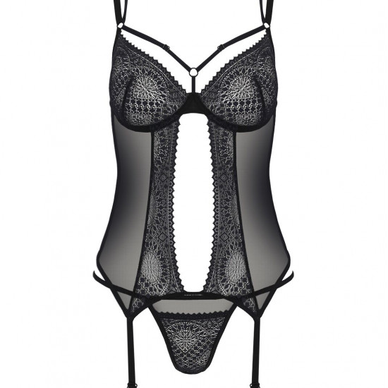 Корсет Passion DROSERA CORSET black, S/M, з кріпленнями для панчіх, трусики в комплекті Корсет Passion DROSERA CORSET black, S/M, з кріпленнями для панчіх, трусики в комплекті