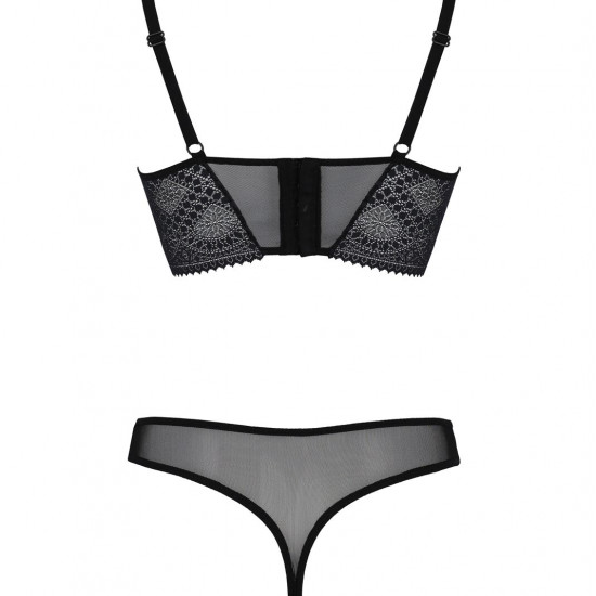 Комплект Passion DROSERA SET black S/M, сітка+мереживо, бюстьє та трусики танга Комплект Passion DROSERA SET black S/M, сітка+мереживо, бюстьє та трусики танга