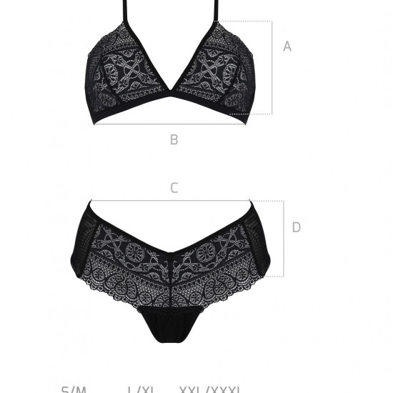 Комплект Passion KERRIA BIKINI black, XXL/XXXL, бралет і трусики-бікіні Комплект Passion KERRIA BIKINI black, XXL/XXXL, бралет і трусики-бікіні