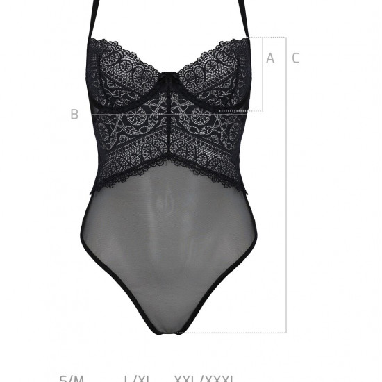 Боді Passion KERRIA BODY black, L/XL, з високими вирізами та верхом балконет Боді Passion KERRIA BODY black, L/XL, з високими вирізами та верхом балконет