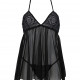 Пеньюар Passion KERRIA CHEMISE black, S/M, мереживний верх, трусики в комплекті Пеньюар Passion KERRIA CHEMISE black, S/M, мереживний верх, трусики в комплекті