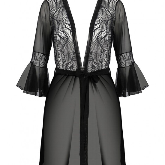 Пеньюар Passion LEAFA PEIGNOIR black S/M - ECO Passion Пеньюар Passion LEAFA PEIGNOIR black S/M - ECO Passion