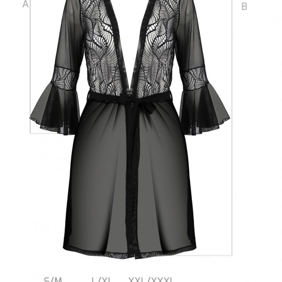 Пеньюар Passion LEAFA PEIGNOIR black XXL/XXXL - ECO Passion Пеньюар Passion LEAFA PEIGNOIR black XXL/XXXL - ECO Passion