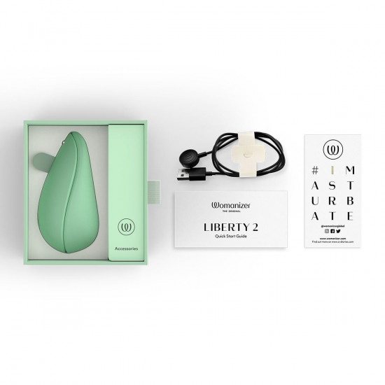 Вакуумный клиторальный стимулятор Womanizer Liberty 2 Sage, 8 режимов, магнитная крышечка