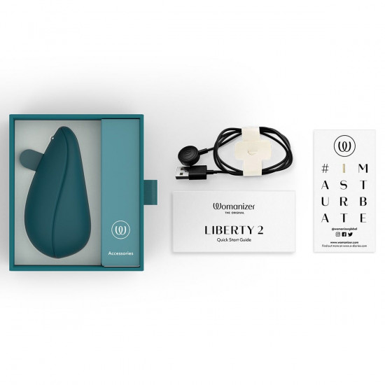 Вакуумный клиторальный стимулятор Womanizer Liberty 2 Dark Petrol, 8 режимов, магнитная крышечка
