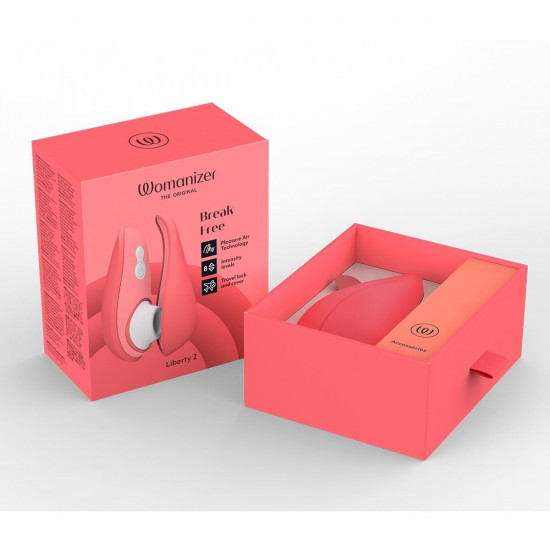 Вакуумный клиторальный стимулятор Womanizer Liberty 2 Vibrant Rose, 8 режимов, магнитная крышечка