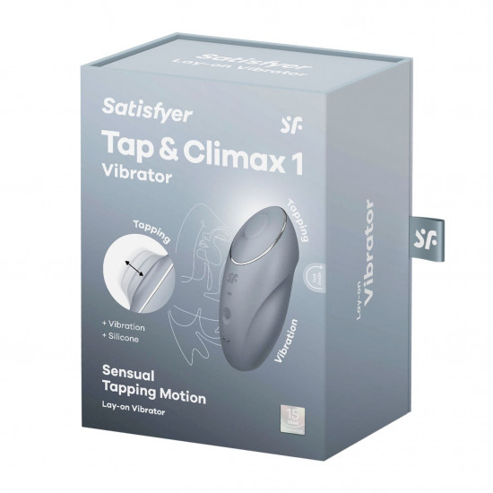 Вібростимулятор-пульсатор Satisfyer Tap & Climax 1 Bluegrey, ефект постукування пальцем, 2 мотори Вібростимулятор-пульсатор Satisfyer Tap & Climax 1 Bluegrey, ефект постукування пальцем, 2 мотори