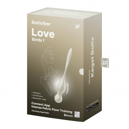 Вагінальні смарт-кульки з вібрацією Satisfyer Love Birds 1 Connect App White, 78 г Вагінальні смарт-кульки з вібрацією Satisfyer Love Birds 1 Connect App White, 78 г