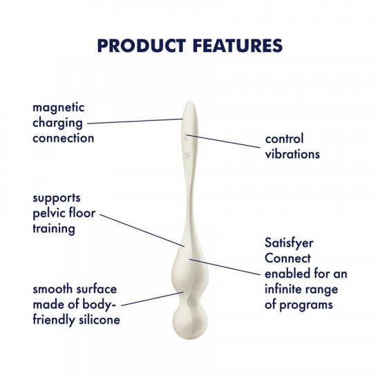 Вагінальні смарт-кульки з вібрацією Satisfyer Love Birds 1 Connect App White, 78 г Вагінальні смарт-кульки з вібрацією Satisfyer Love Birds 1 Connect App White, 78 г