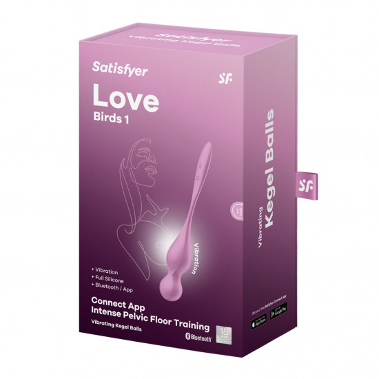 Вагінальні смарт-кульки з вібрацією Satisfyer Love Birds 1 Connect App Pink, 78 г Вагінальні смарт-кульки з вібрацією Satisfyer Love Birds 1 Connect App Pink, 78 г