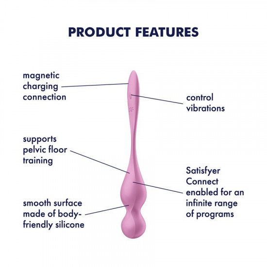 Вагінальні смарт-кульки з вібрацією Satisfyer Love Birds 1 Connect App Pink, 78 г Вагінальні смарт-кульки з вібрацією Satisfyer Love Birds 1 Connect App Pink, 78 г