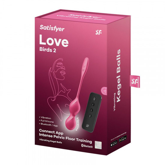 Вагінальні смарт-кульки з вібрацією Satisfyer Love Birds 2 Connect App Red, 86 г, пульт ДК Вагінальні смарт-кульки з вібрацією Satisfyer Love Birds 2 Connect App Red, 86 г, пульт ДК