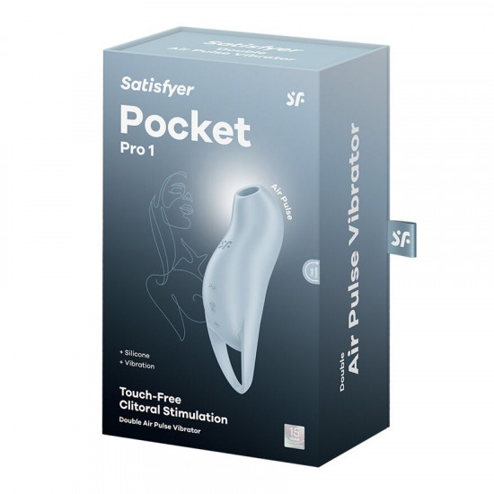 Вакуумний кліторальний стимулятор з вібрацією Satisfyer Pocket Pro 1 Blue Вакуумний кліторальний стимулятор з вібрацією Satisfyer Pocket Pro 1 Blue