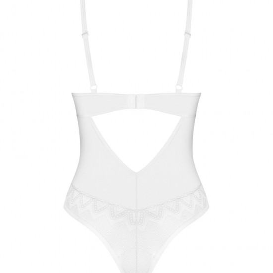 Боді Obsessive Alissium Teddy White, XL/2XL, ліф з м’якою чашкою, високі вирізи для ніг Боді Obsessive Alissium Teddy White, XL/2XL, ліф з м’якою чашкою, високі вирізи для ніг