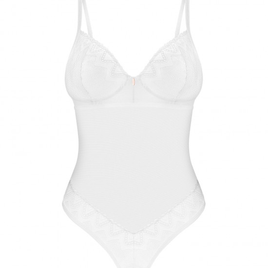 Боді Obsessive Alissium Teddy White, XL/2XL, ліф з м’якою чашкою, високі вирізи для ніг Боді Obsessive Alissium Teddy White, XL/2XL, ліф з м’якою чашкою, високі вирізи для ніг