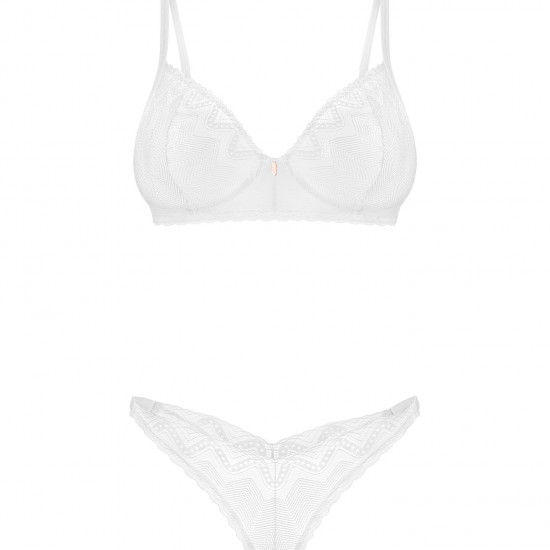Комплект Obsessive Alissium 2-pcs set, XL/2XL, мереживо, ліф з м’якою чашкою, трусики танга Комплект Obsessive Alissium 2-pcs set, XL/2XL, мереживо, ліф з м’якою чашкою, трусики танга