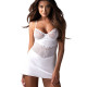 Пеньюар Obsessive Alissium chemise & thong, XL/2XL, мереживний ліф, стрінги в комплекті Пеньюар Obsessive Alissium chemise & thong, XL/2XL, мереживний ліф, стрінги в комплекті
