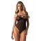 Боді Obsessive Novenes teddy, XL/2XL, прозоре, чашки на кісточках, декор у вигляді стрічок