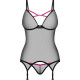 Корсет Obsessive Novenes corset & thong, XS/S, прозорий, відкрита спина, стрінги в комплекті Корсет Obsessive Novenes corset & thong, XS/S, прозорий, відкрита спина, стрінги в комплекті
