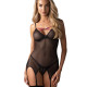 Корсет Obsessive Novenes corset & thong, M/L, прозорий, відкрита спина, стрінги в комплекті Корсет Obsessive Novenes corset & thong, M/L, прозорий, відкрита спина, стрінги в комплекті