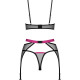 Комплект Obsessive Novenes 3-pcs set, XS/S, прозорий ліф на кісточках, стрінги, пояс Комплект Obsessive Novenes 3-pcs set, XS/S, прозорий ліф на кісточках, стрінги, пояс