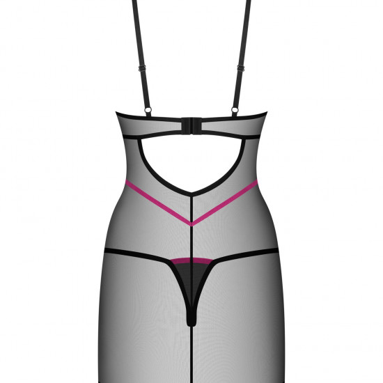 Пеньюар Obsessive Novenes chemise & thong, M/L, обтислий, прозорий, зі стрепами, стрінги в комплекті Пеньюар Obsessive Novenes chemise & thong, M/L, обтислий, прозорий, зі стрепами, стрінги в комплекті