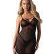 Пеньюар Obsessive Novenes chemise & thong, XL/2XL, обтислий, прозорий, зі стрепами, стрінги в компле Пеньюар Obsessive Novenes chemise & thong, XL/2XL, обтислий, прозорий, зі стрепами, стрінги в компле