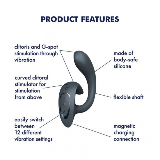 Вагінально-кліторальний вібратор Satisfyer G for Goddess 1 Dark Grey, 2 мотори Вагінально-кліторальний вібратор Satisfyer G for Goddess 1 Dark Grey, 2 мотори