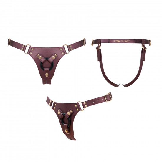 Трусики для страпона Strap-On-Me Leatherette Harness Generous - One Size - Aubergine Трусики для страпона Strap-On-Me Leatherette Harness Generous - One Size - Aubergine