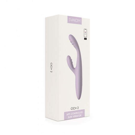 Тонкий кролик-вібратор Svakom Cici+ 2 Lilac, керування зі смартфона, підігрів до 38 °C Тонкий кролик-вібратор Svakom Cici+ 2 Lilac, керування зі смартфона, підігрів до 38 °C