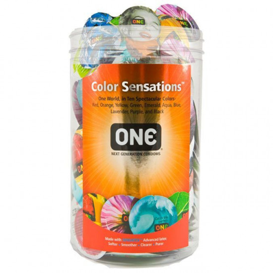 Набір презервативів ONE Color Sensations 100 шт, мегапак тюб Набір презервативів ONE Color Sensations 100 шт, мегапак тюб
